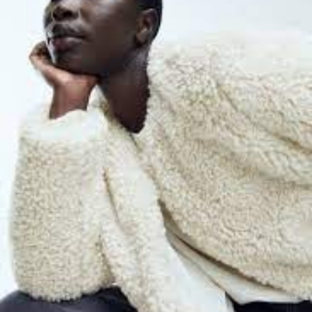 H & M cream teddy jacket NWT